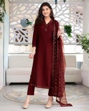 solid straight kurta set