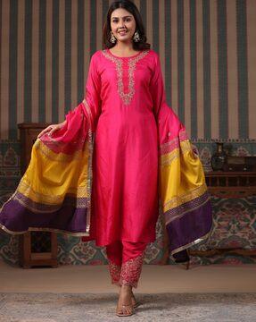 solid straight kurta set