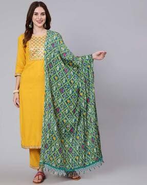 solid straight kurta set