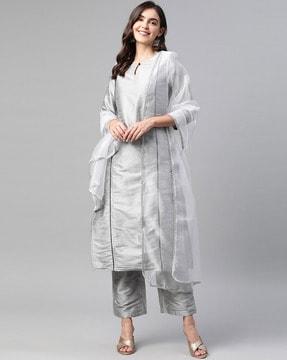 solid straight kurta sets