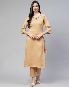 solid straight kurta sets