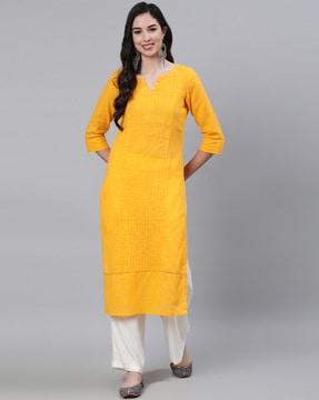 solid straight kurta suits set