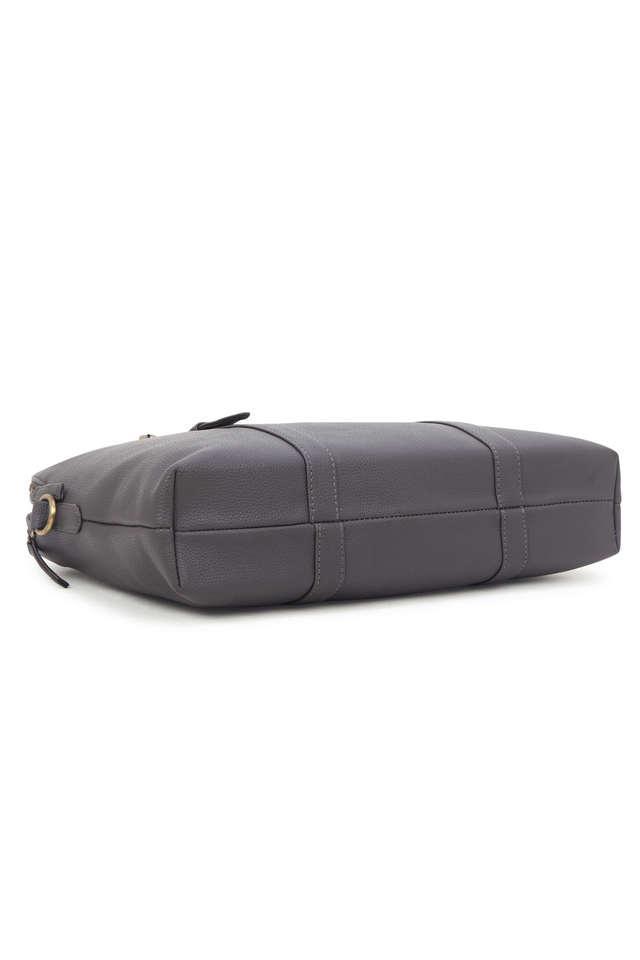 solid synthetic leather zipper closure mens laptop bag