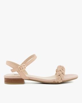 solid synthetic slip-on flat sandals