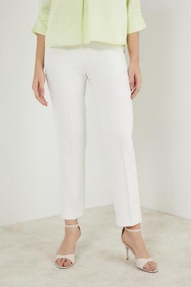 solid tailored fit women's formal wear trouser - off white