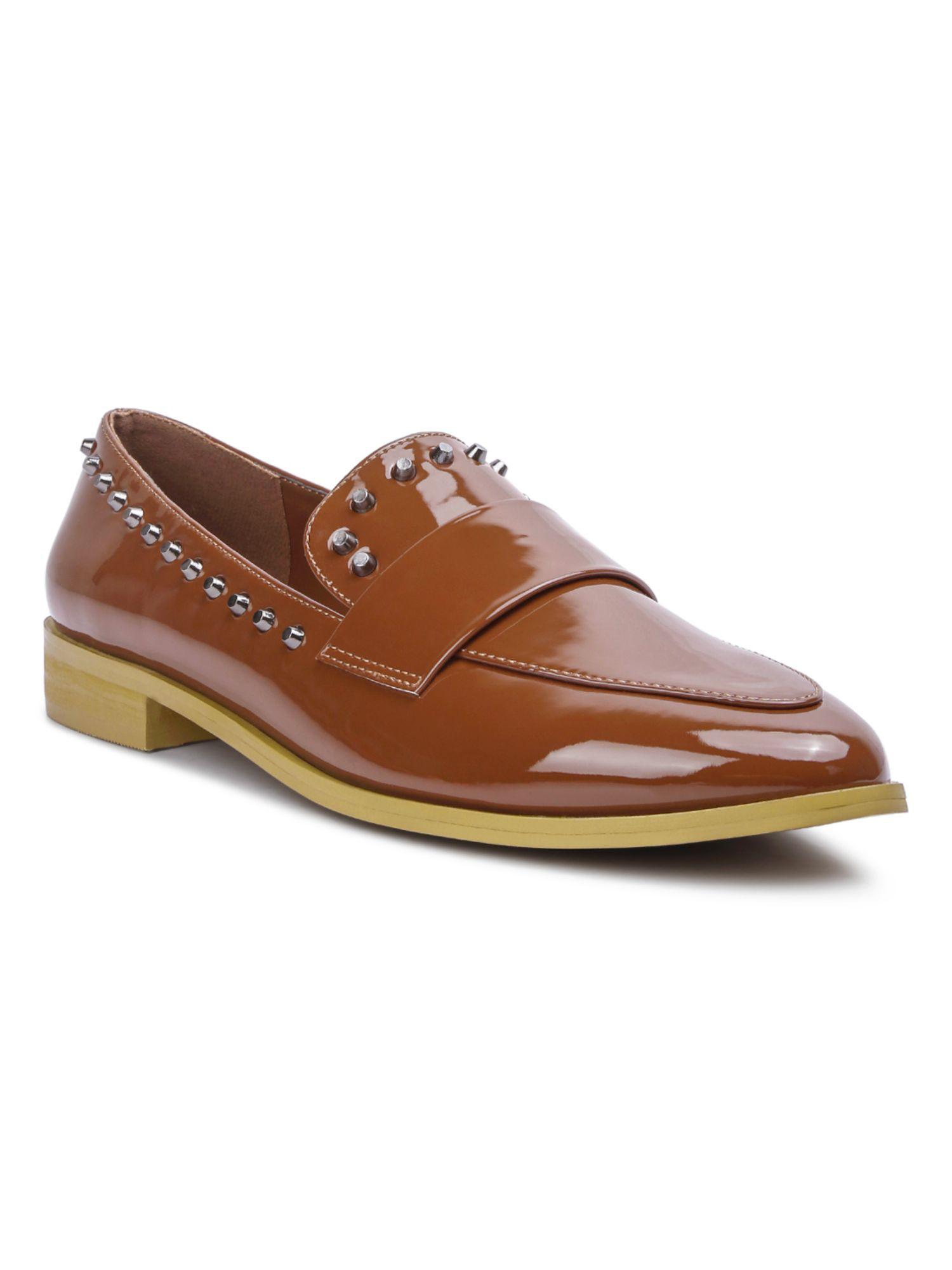 solid tan loafers