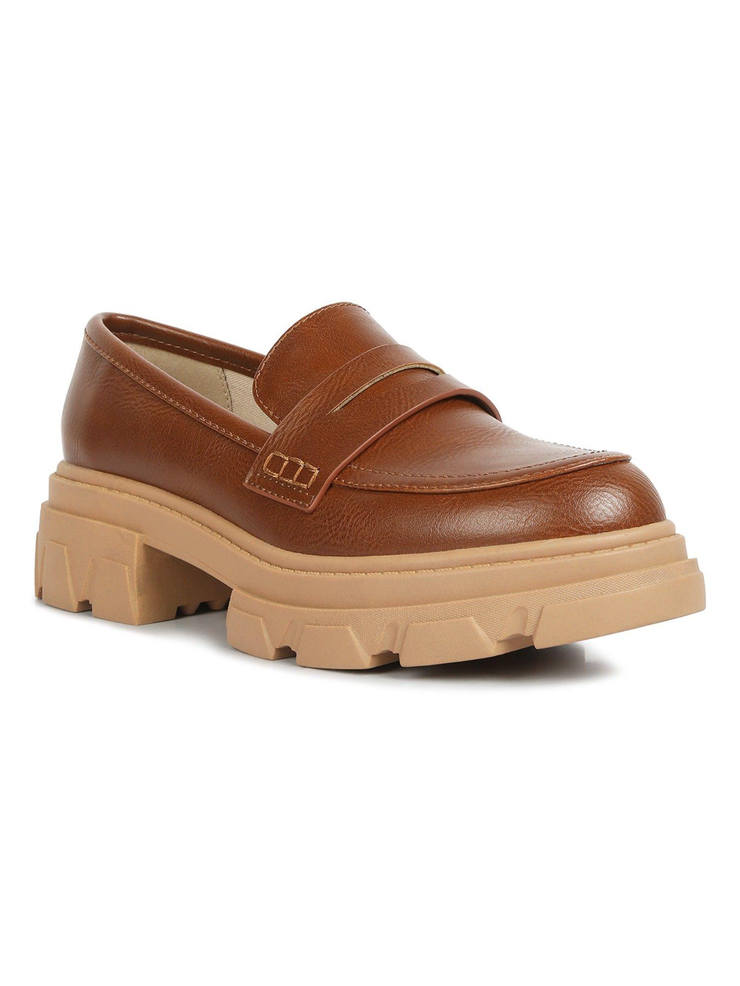 solid tan loafers