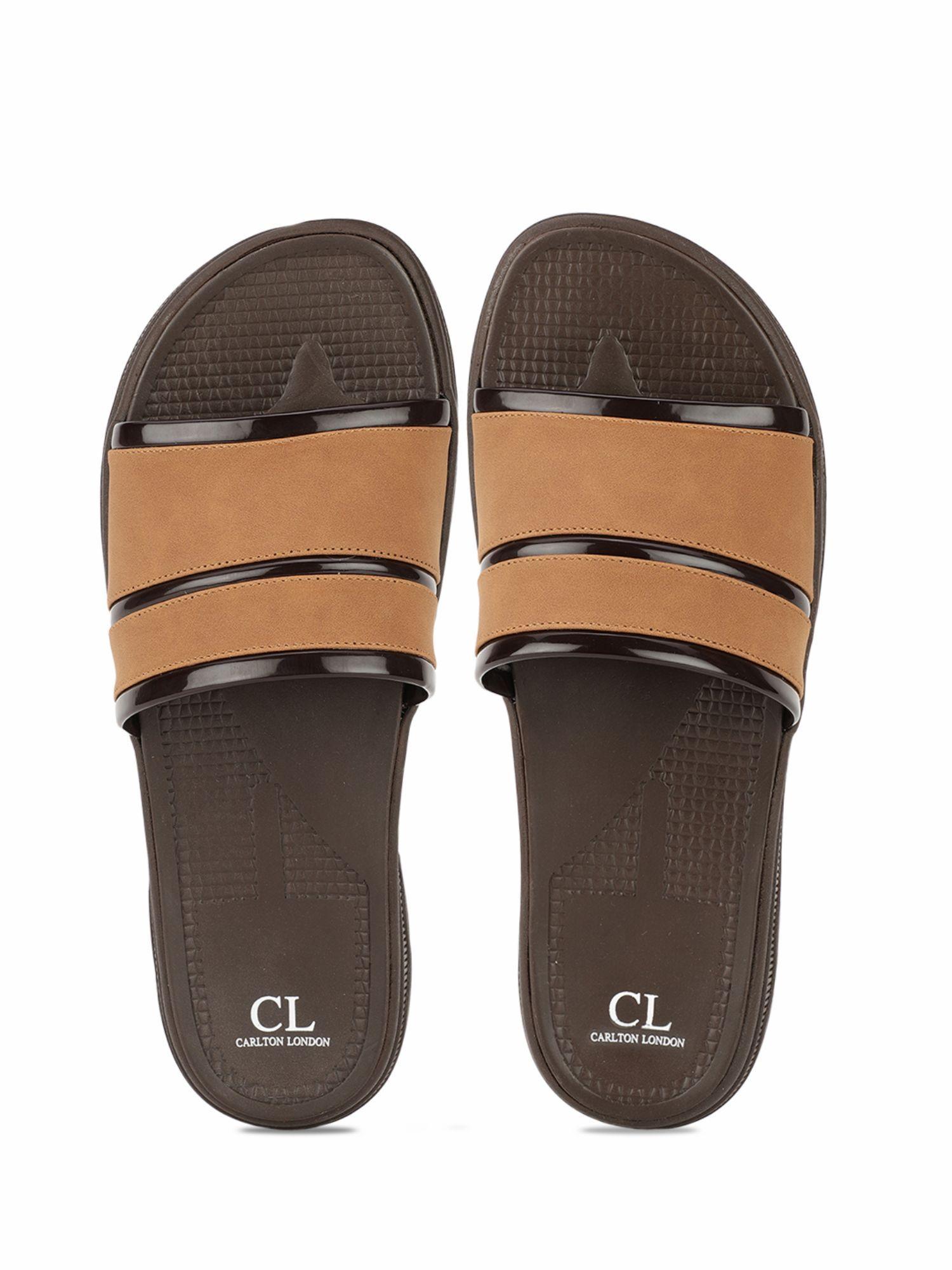 solid tan sliders