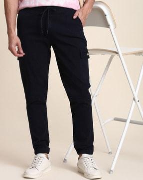 solid tapered fit jogger pants