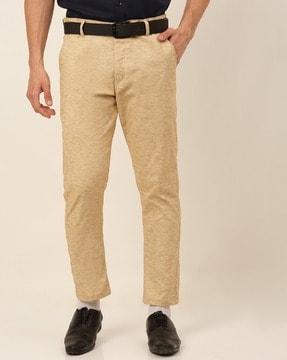 solid tapered fit trousers