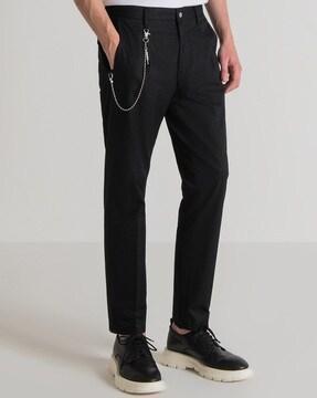 solid tapered fit trousers
