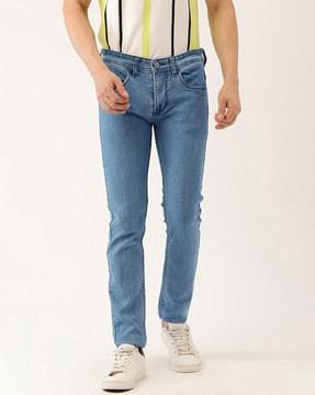 solid tapered jeans