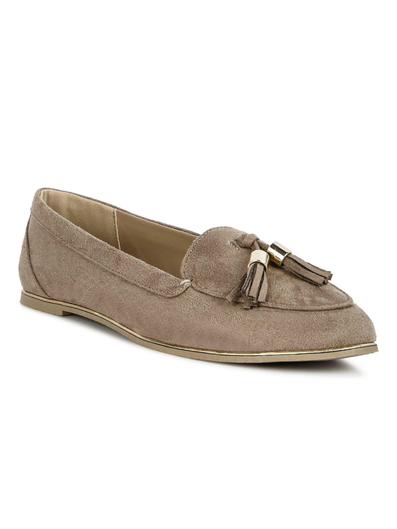 solid taupe loafers