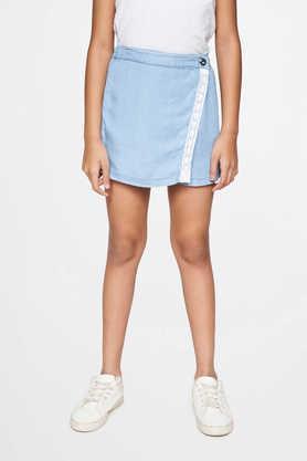 solid tencel regular fit girls shorts - light blue