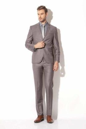 solid terrylene rayon slim mens work wear suit - grey