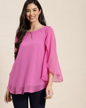 solid top with petal sleeves