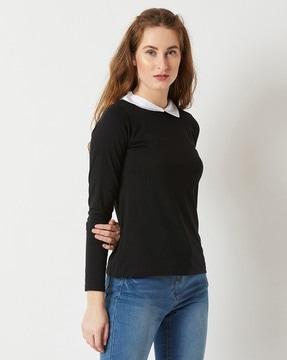 solid top with peter pan collar