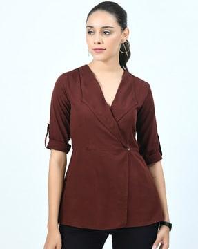 solid top with roll-up sleeves