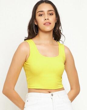 solid top with round neckline