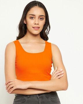 solid top with round neckline