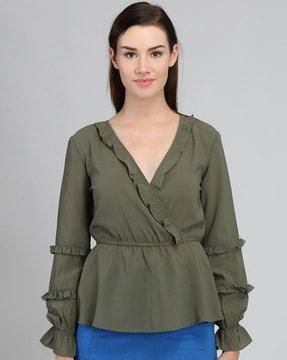 solid top with v neckline