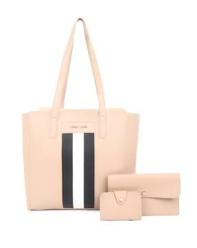 solid tote bag with clutch & card holder
