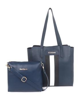 solid tote bag with sling bag