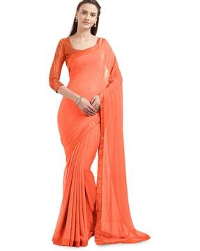 solid traditional chiffon saree