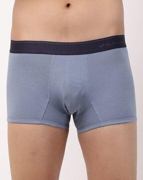 solid trunks with contrast waistband