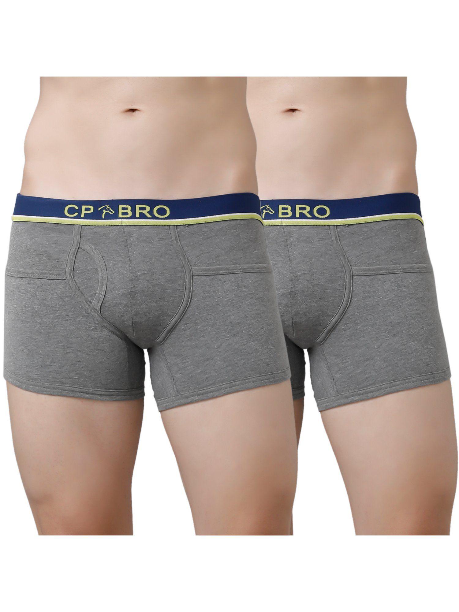solid trunks with exposed waistband value - grey (pack of 2)