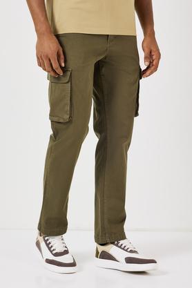solid twill slim fit men's cargo pant - olive