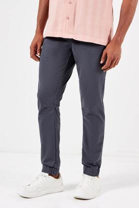 solid twill slim fit men's joggers - charcoal