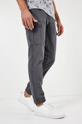 solid twill slim fit men's joggers - dark grey