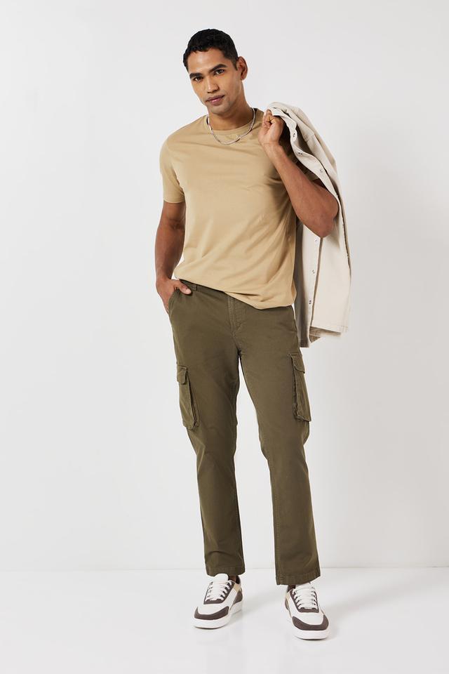 solid twill slim fit mens cargo pant