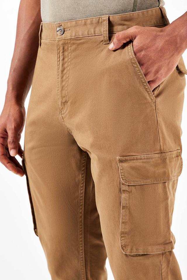 solid twill slim fit mens cargo pant