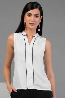 solid v neck georgette womens regular fit maxi dress - white