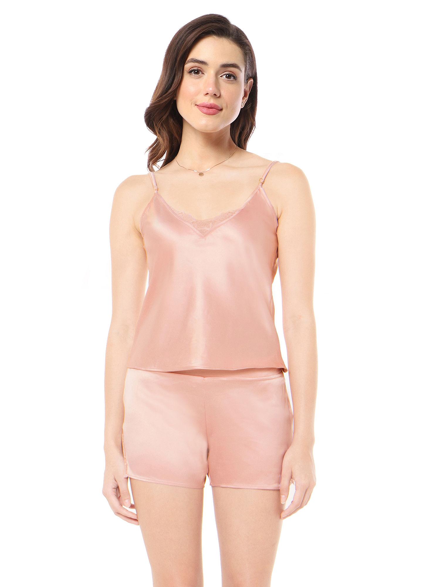 solid v-neck sleeveless eternal bliss satin camisole