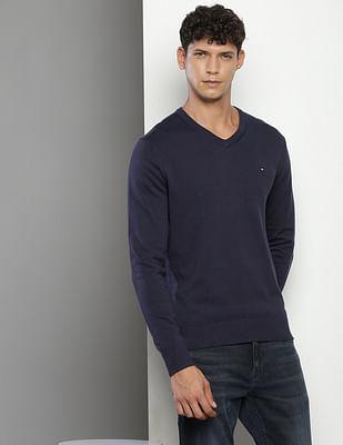 solid v-neck sweater