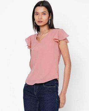 solid v-neck top