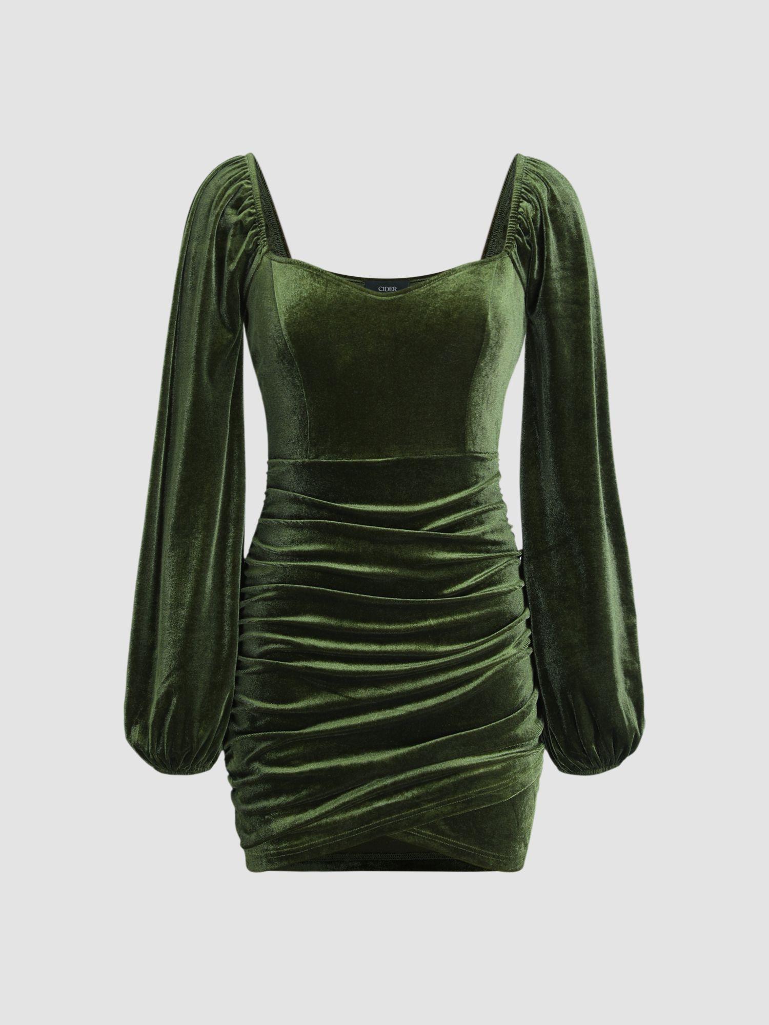 solid velvet scoop neckline mini dress