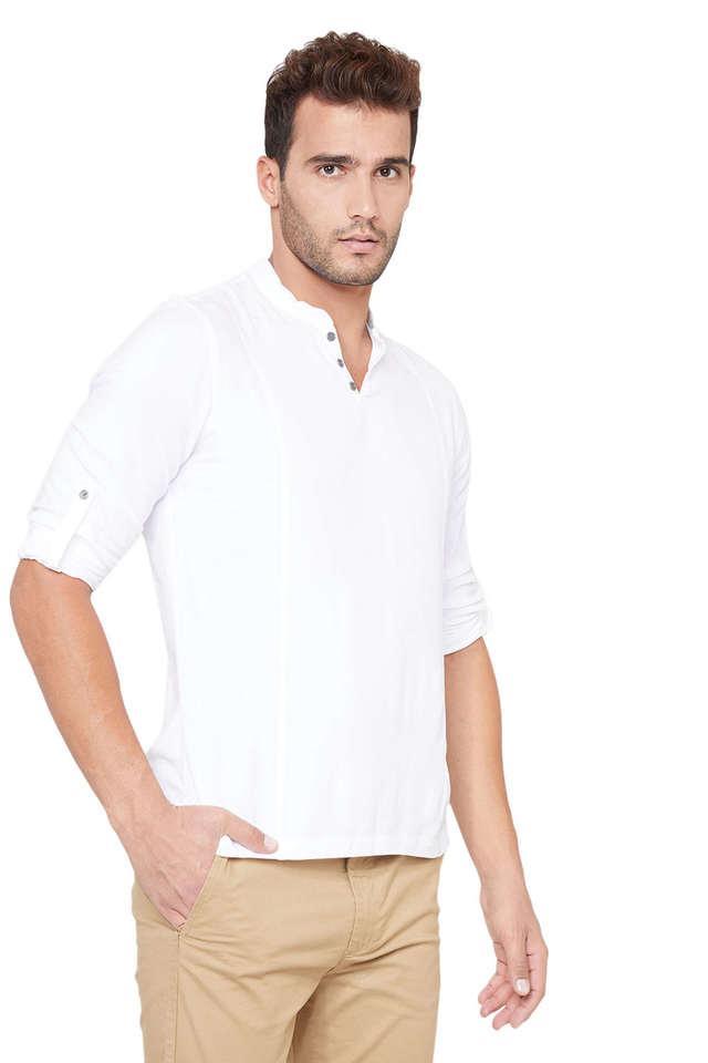 solid viscose blend slim fit mens casual shirt