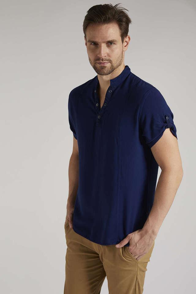 solid viscose blend slim fit mens casual shirt