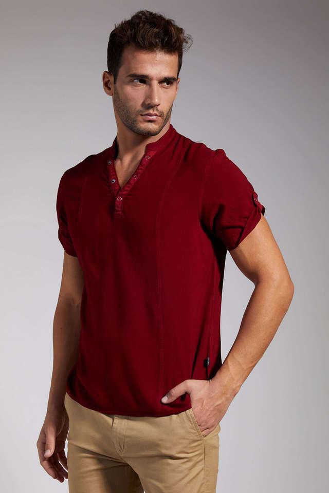 solid viscose blend slim fit mens casual shirt