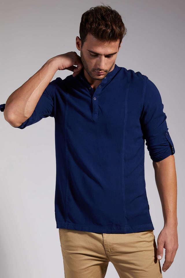 solid viscose blend slim fit mens casual shirt