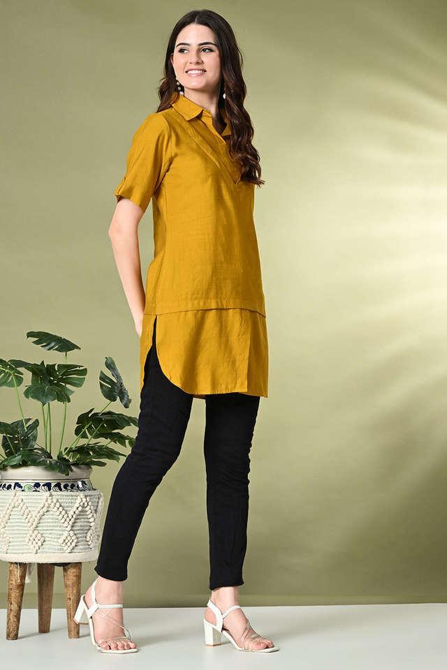 solid viscose collared womens tunic