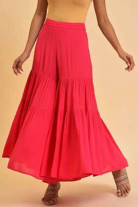 solid viscose loose fit women's sharara - pink