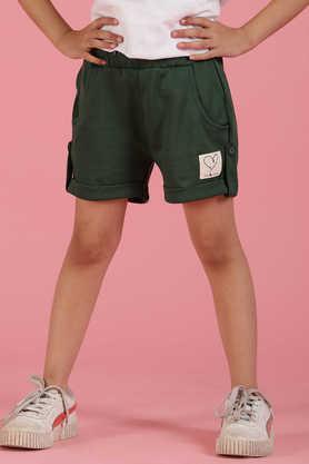 solid viscose regular fit girls shorts - green