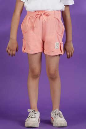 solid viscose regular fit girls shorts - peach
