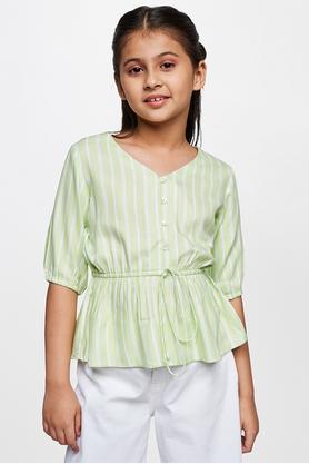 solid viscose round neck girl's tops - sage