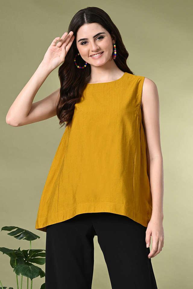 solid viscose round neck womens top